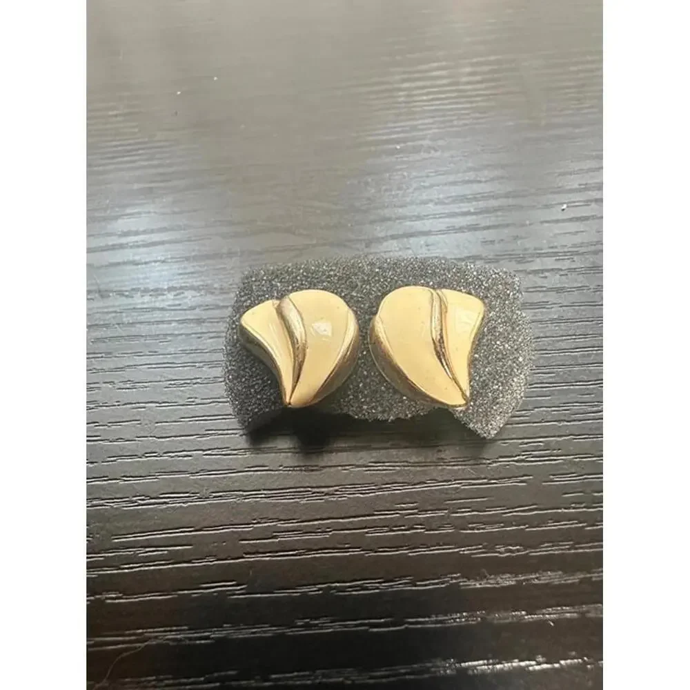 Vintage Gold Tone Abstract Clip-On Earrings
